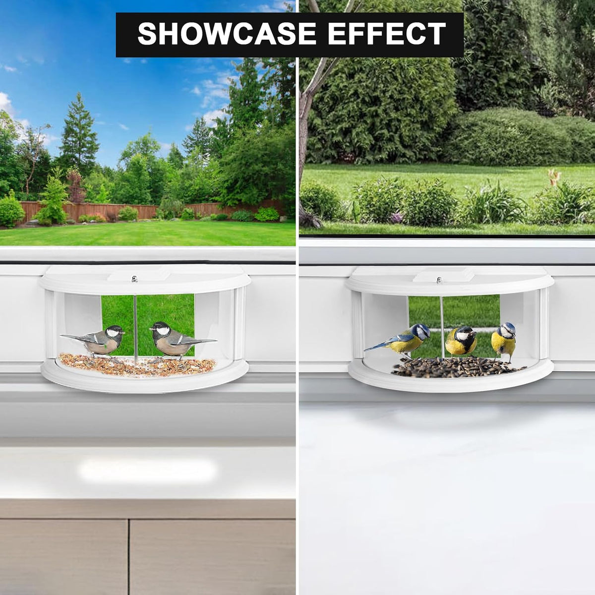 in Window Bird Feeders for Viewing - 180° Clear View Bird Feeder, Durable, Elegant, Fits Windows 27-35" Wide, for