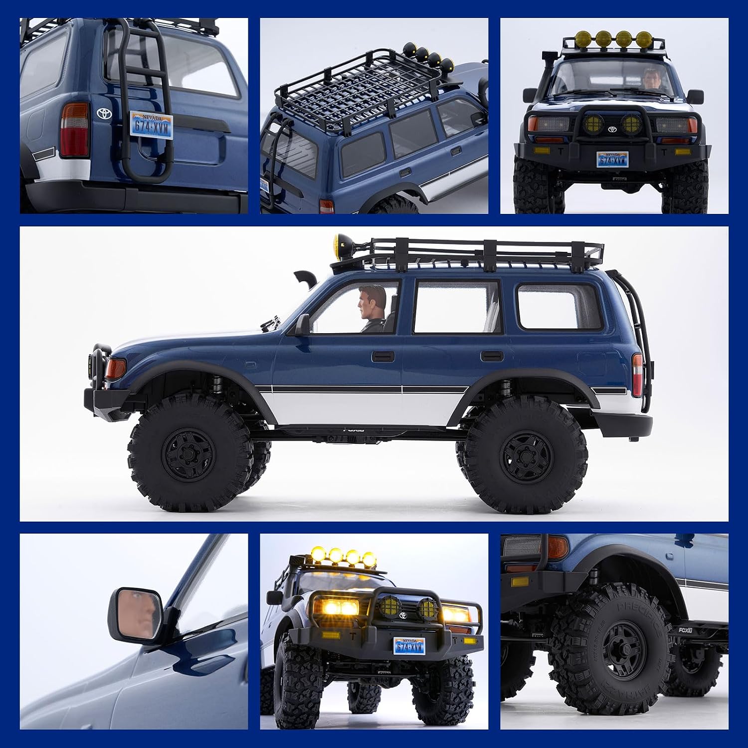FMS 1/10 FCX10 PRO RC Crawler Land Cruiser LC80 RS Toyota Licensed,Upgraded Brushless Motor 3541-KV2100, 4WD Off-Road