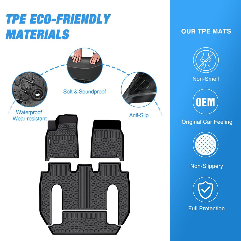 TPE Floor Mats for Tesla Model X 6 Seater