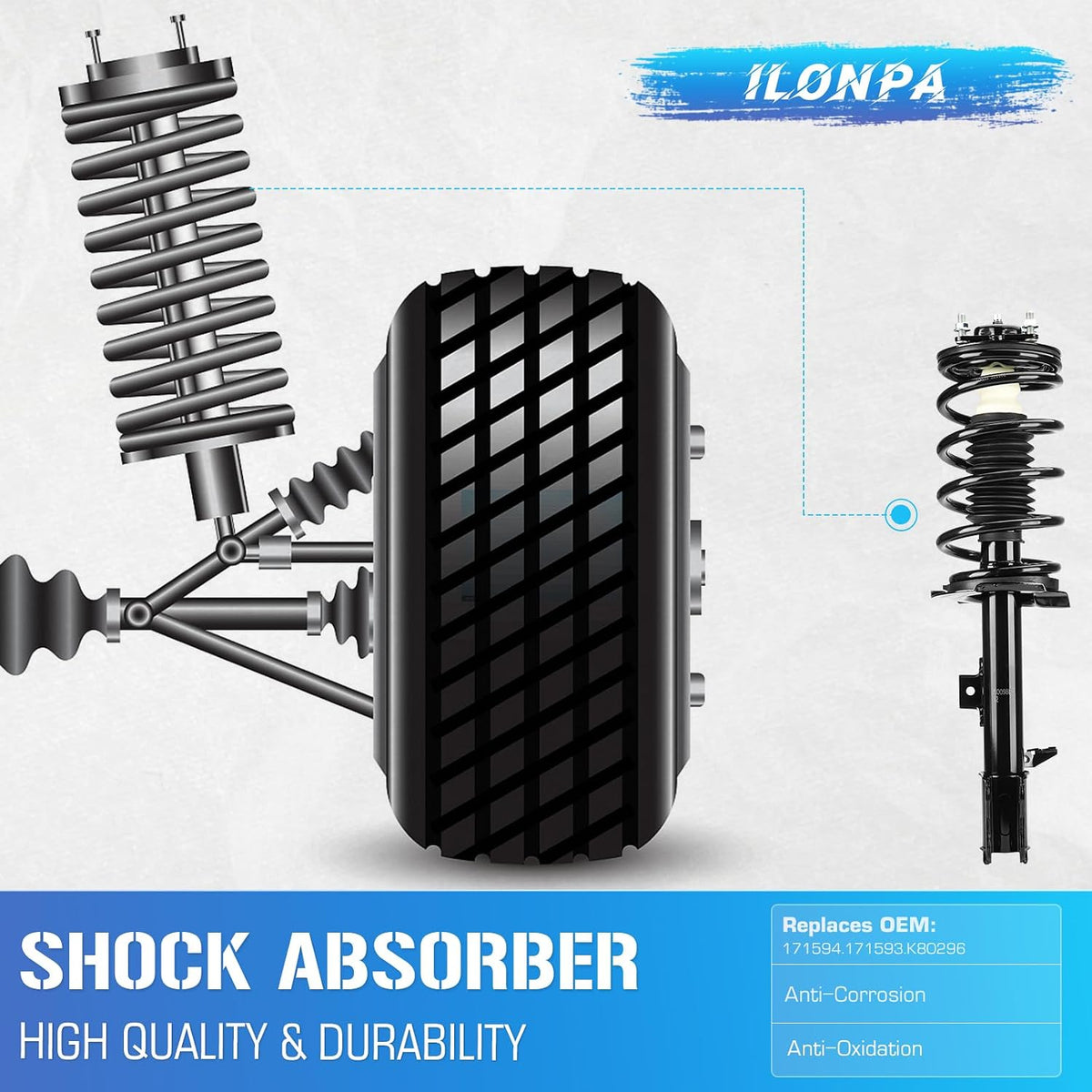 Front Struts w/Coil Spring & Sway Bar Links for 2005-2012 Ford Escape / 2005-2011 Mazda Tribute (Exc. 2007) / 2005-2011 Mercury Mariner, Shock Absorber Assembly Replace 171593 171594 K80296