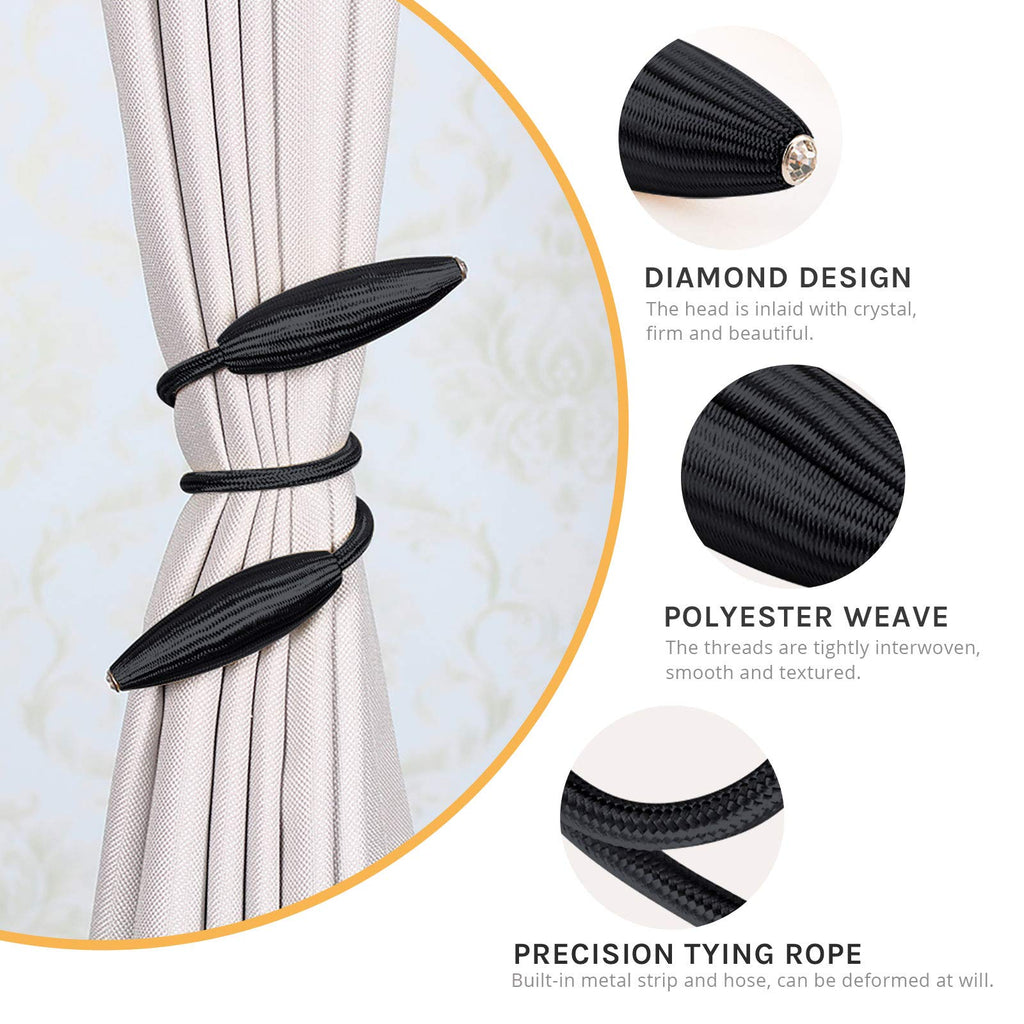 4 Pack DIY Curtain Tiebacks Clips Crystal Decorative Creative Twist Drape Tie Backs European Style Random Modelling