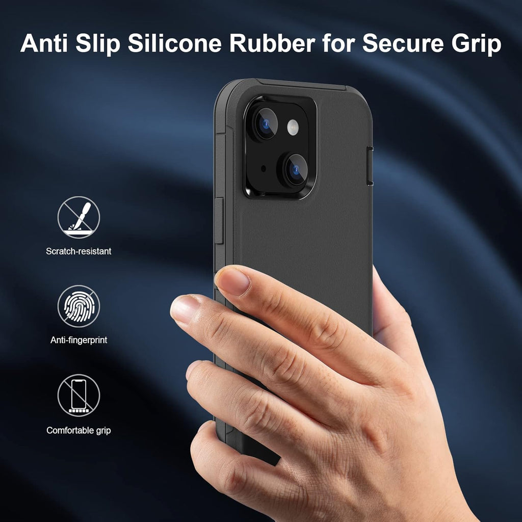for iPhone 16e Case, Protective Cover for 13, 14, 15, 16E 6.1", Heavy Duty Shockproof Drop Proof 3 in 1 Silicone