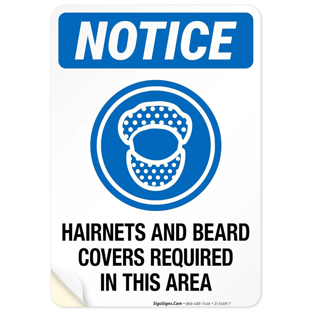 Hairnets and Beard Covers Required in This Area Sign, OSHA Sign