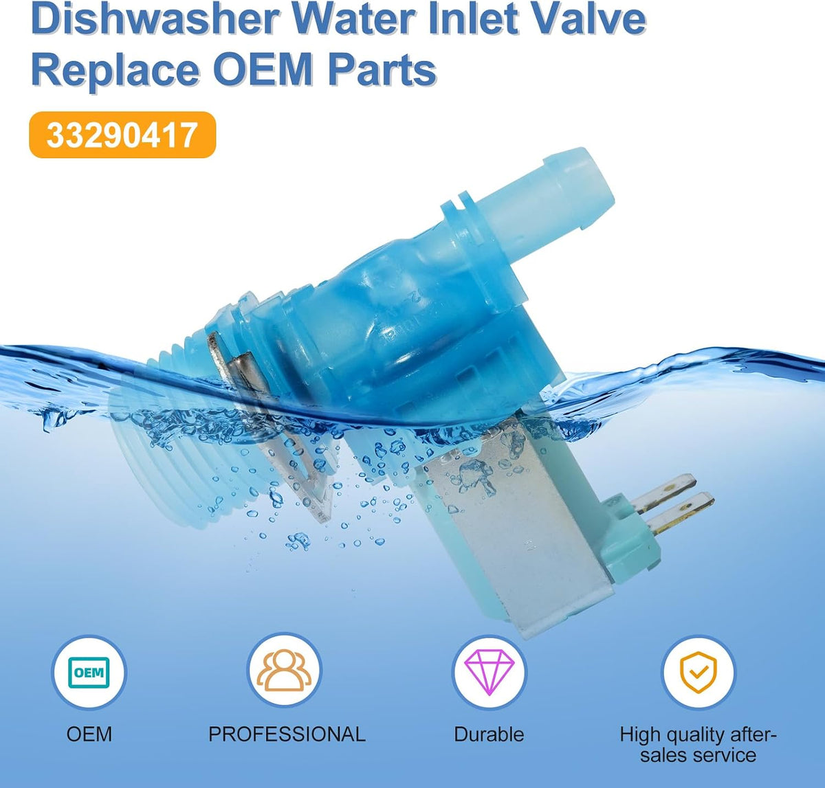 DD81-02065A Dishwasher Water Inlet Valve Replace OEM Parts 33290417 17476000005962 Compatiable For Samsung Dishwasher DW80K7050/DW80K5050,DW80R5060,DE80R5061,DE80T5040 Series