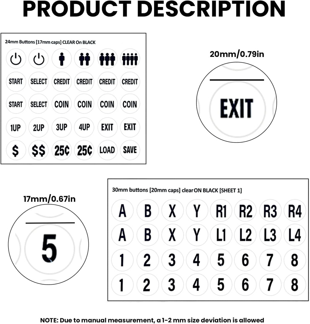 White Arcade Button Stickers 24mm/30mm Die-Cut PVC Decals | White PVC arcade button decals for 24mm/30mm buttons.