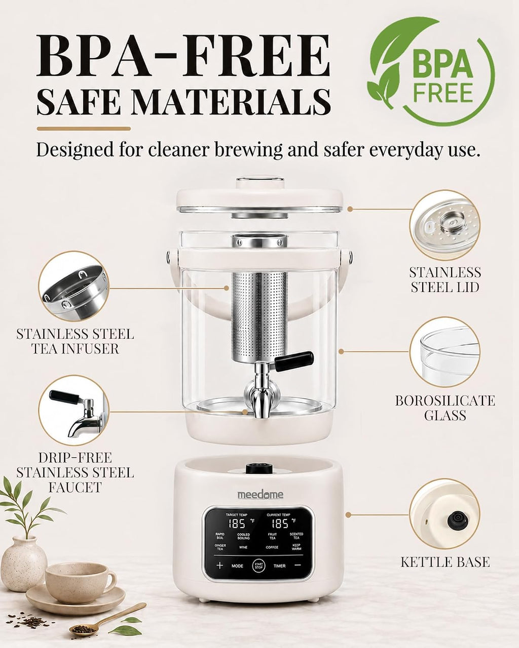 3L Electric Kettle & Beverage Dispenser with Tea Infuser