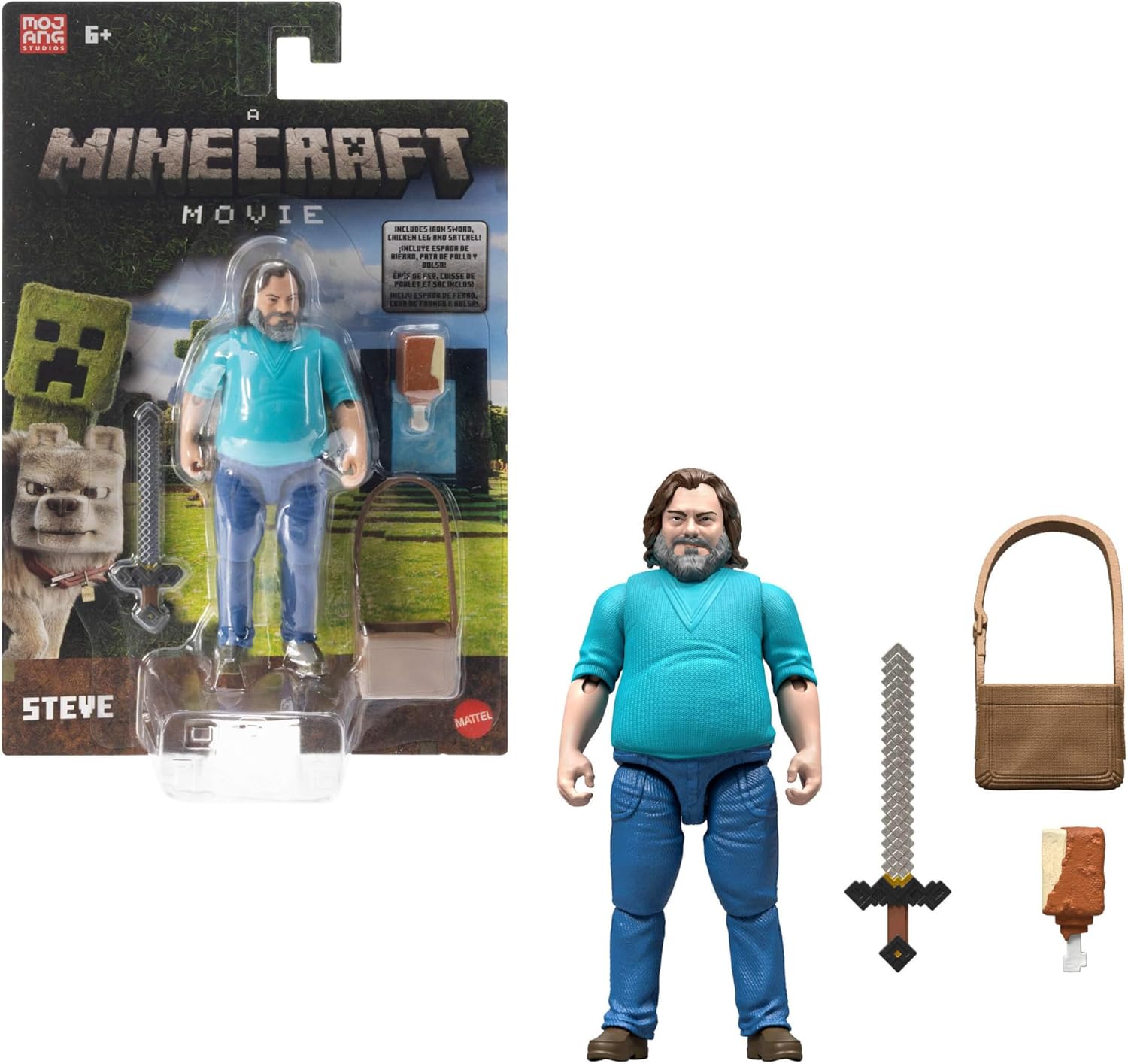 Minecraft Action Figure & Accessories Set, 4-inch Steve Posable Character Collectible Inspired by A Minecraft Movie