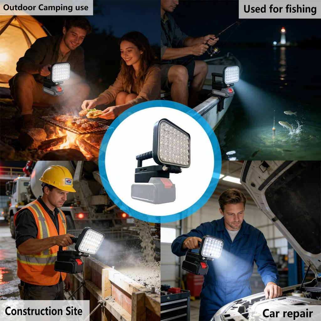 LED Work Light-Compatible with Makita 18V-LXT series batteries,Cordless LED Work Light has 2 USB connectors.Battery