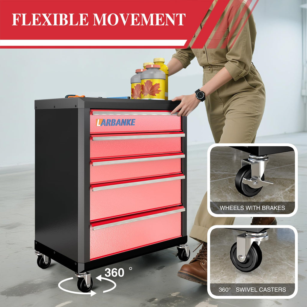 5 Drawer Rolling Tool Chest with Wheels,Lockable Tool Cabinet