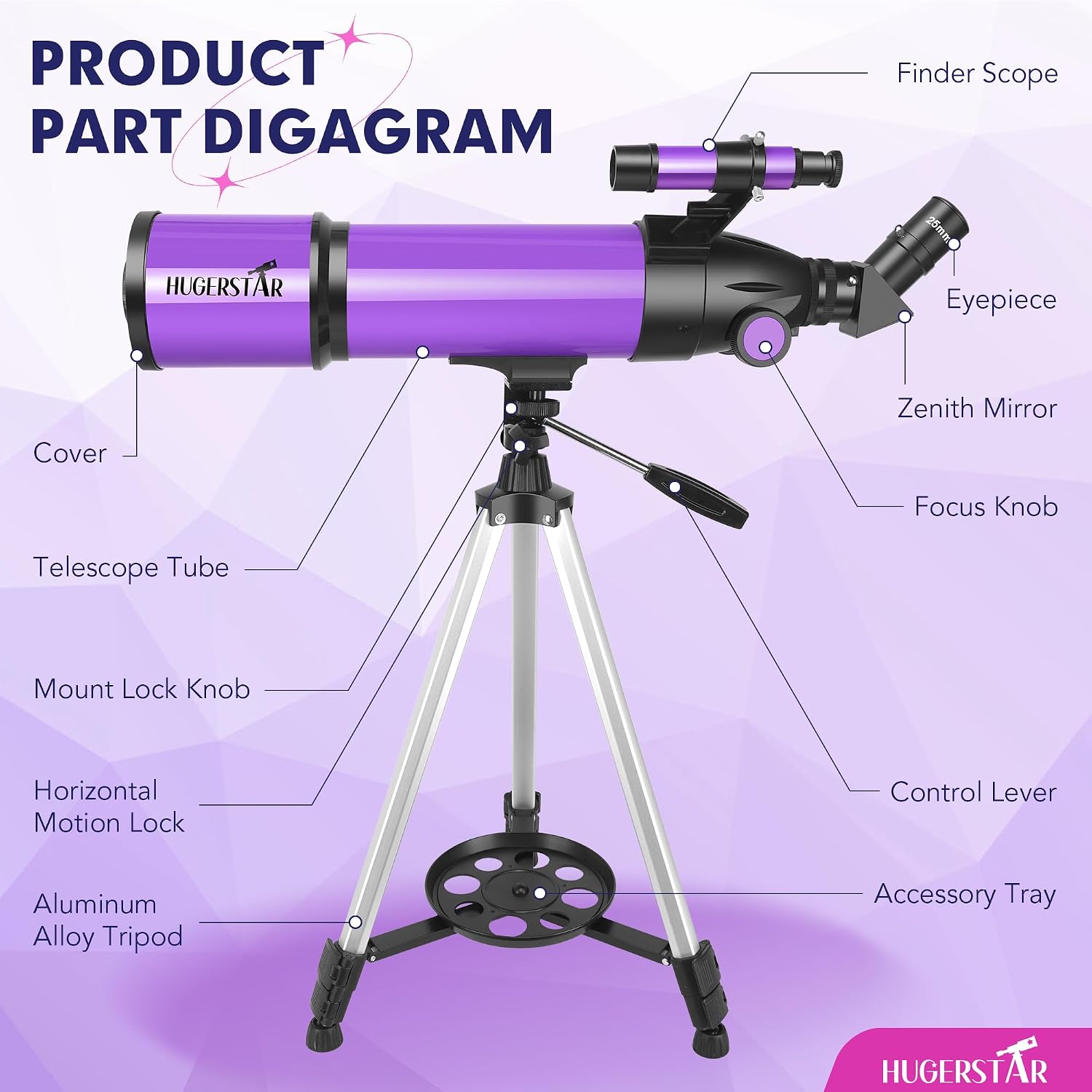 Telescope for Adults & Kids, 80mm Aperture 600mm Refractor | Portable Telescopes