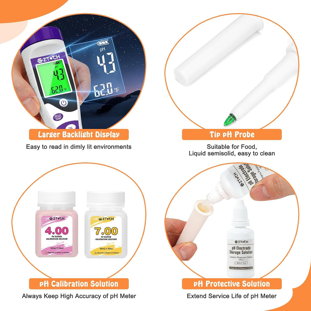 Food pH Meter, Digital pH Meter for Food Fermentation Canning