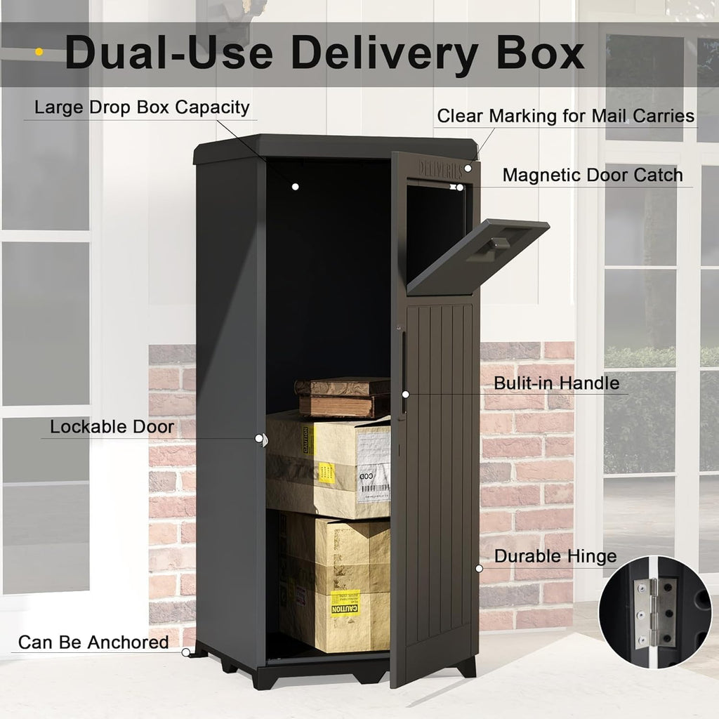 Domi Large WaterProof Lockable Package Delivery Boxes for Outside ﻿ | All-weather, Resin