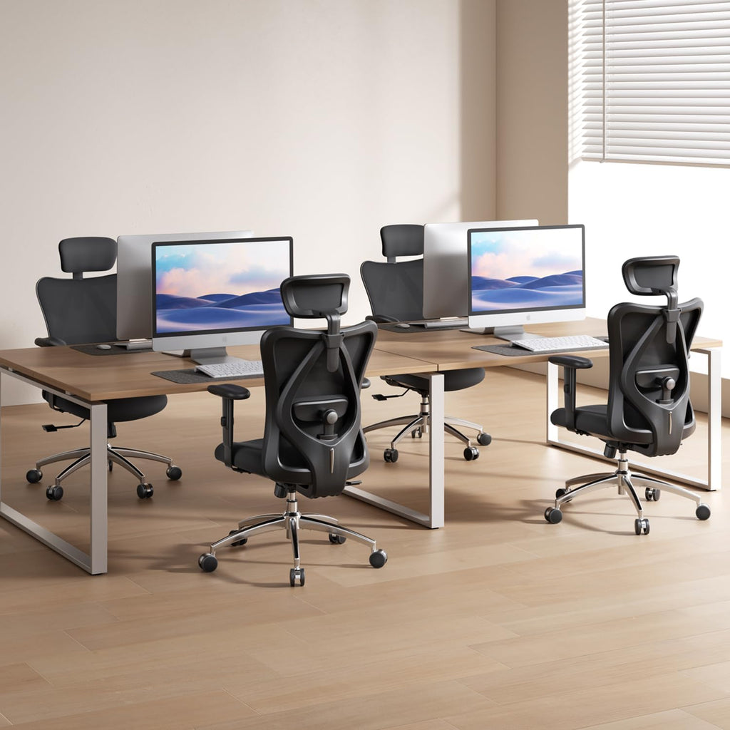 M18 Ergonomic Office Chair, High Back Mesh Desk Chair with Adjustable Headrest & Lumbar Support, 330lbs Capacity