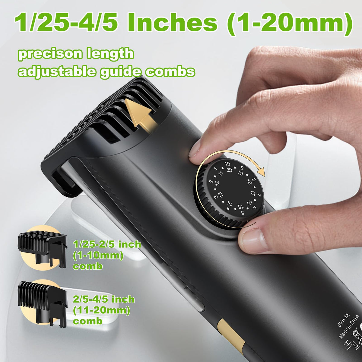 Beard Trimmer for men, Vacuum Mustache Trimmer Electric Shaver, Green