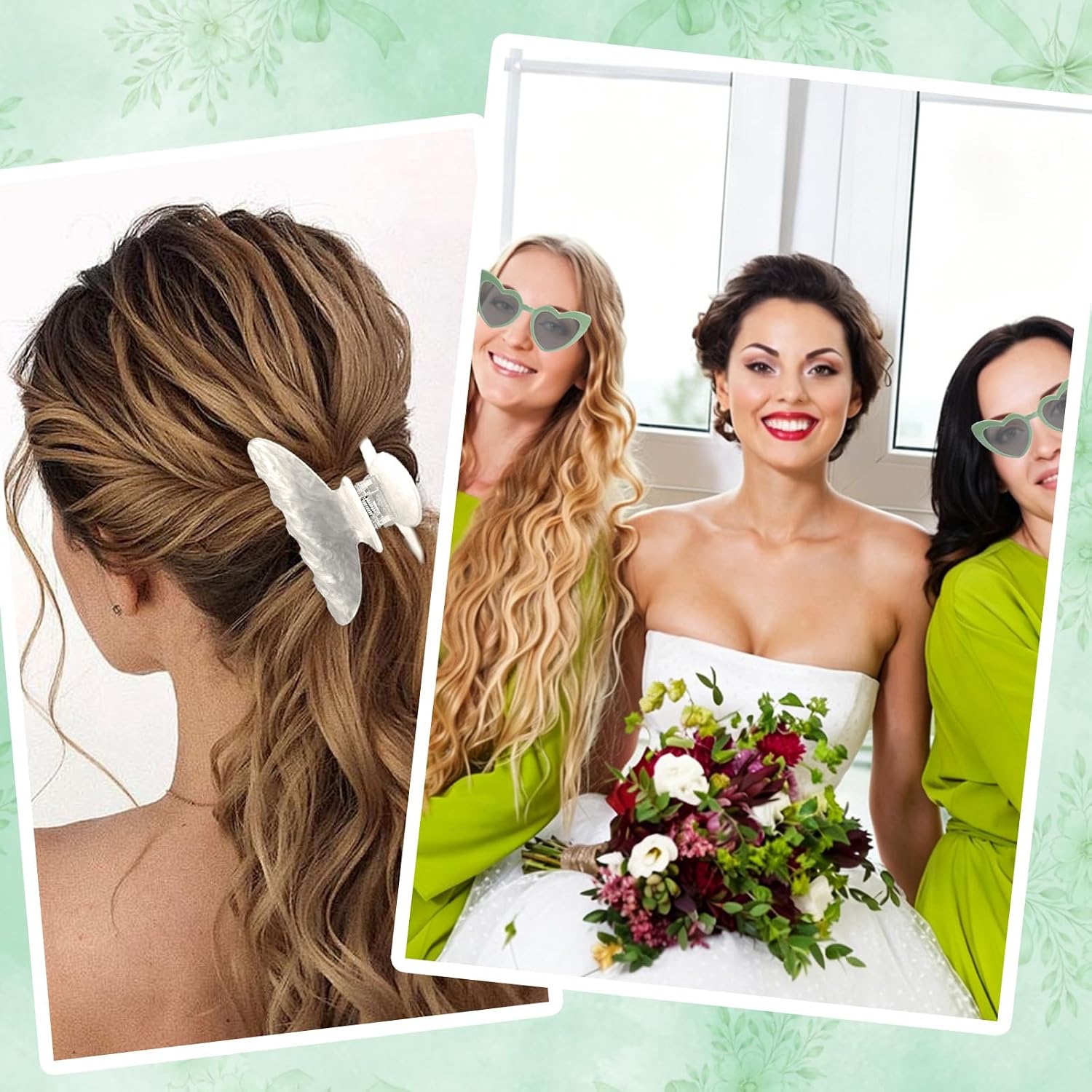 4PCS Bridesmaid Proposal Gifts Satin Hair Scrunchies Heart Sunglasses Spa Headband Acrylic Claw Clips Bachelorette