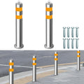 31.5 Inch Stainless Steel Bollard Post with Anchor Bolts Parking Barrier Block Safety Bollard Covers with Reflective
