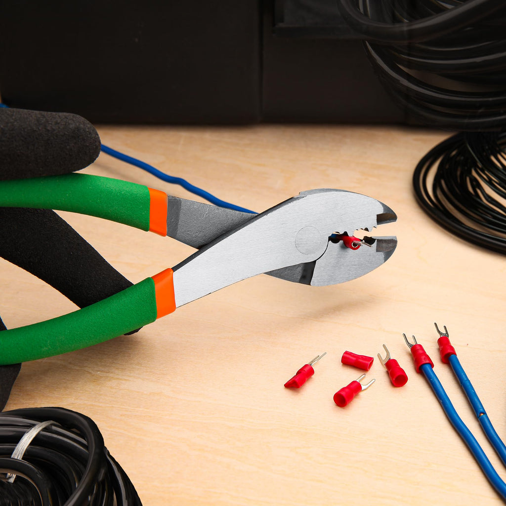 LEONTOOL Wire Crimping Tool with Wire Cutter, 8-Inch Electrical Pliers