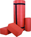 71x24 Inches Yoga Mat with Knee Pad and Optional Blocks – Extra 1-Inch Thick Non-Slip Foam with Anti-Tear Surface and