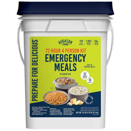 Four Person 72 Hour Emergency Food Supply | 119 Servings, 25 Year Shelf Life, Feeds 4 People, Survival Food Camping