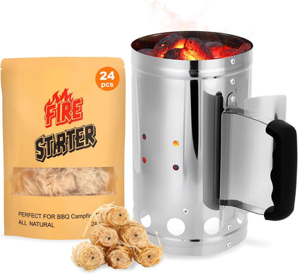 Charcoal Chimney Starter, BBQ Grill Quick Rapid Fire
