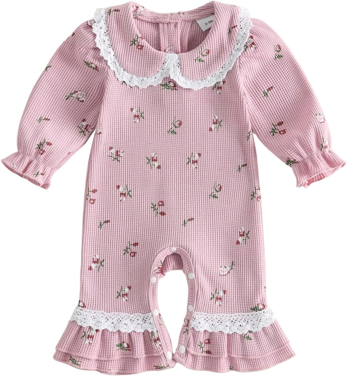 Baby Girl Newborn Clothes Floral Romper Lace Flared Jumpsuit