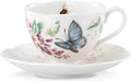 Butterfly Meadow Blue Porcelain Tea Cup and Saucer Set