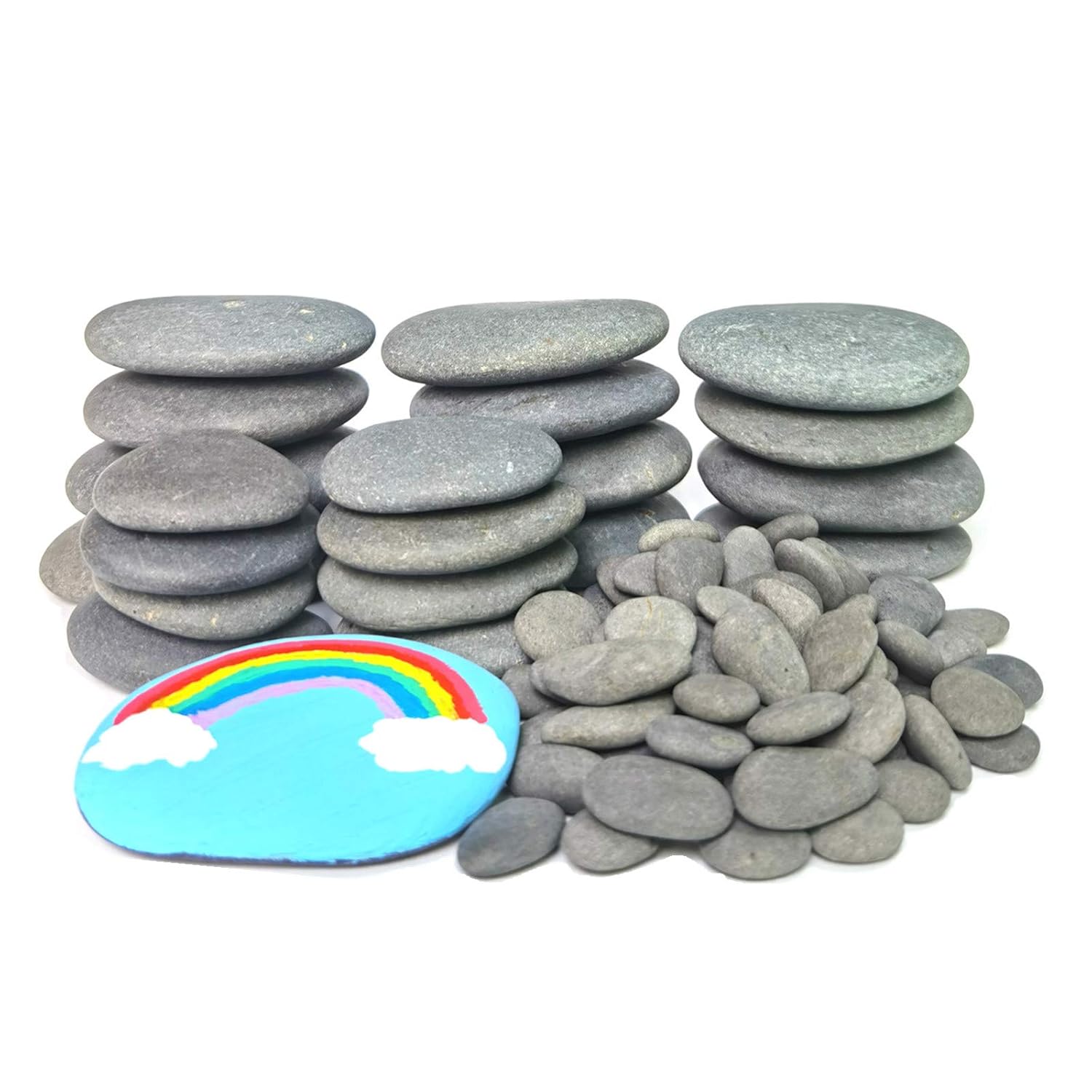 120 Pcs Painting Rocks, DIY Rocks Flat & Smooth Kindness Rocks for Arts, Crafts, Decoration, Medium/Small/Tiny Rocks