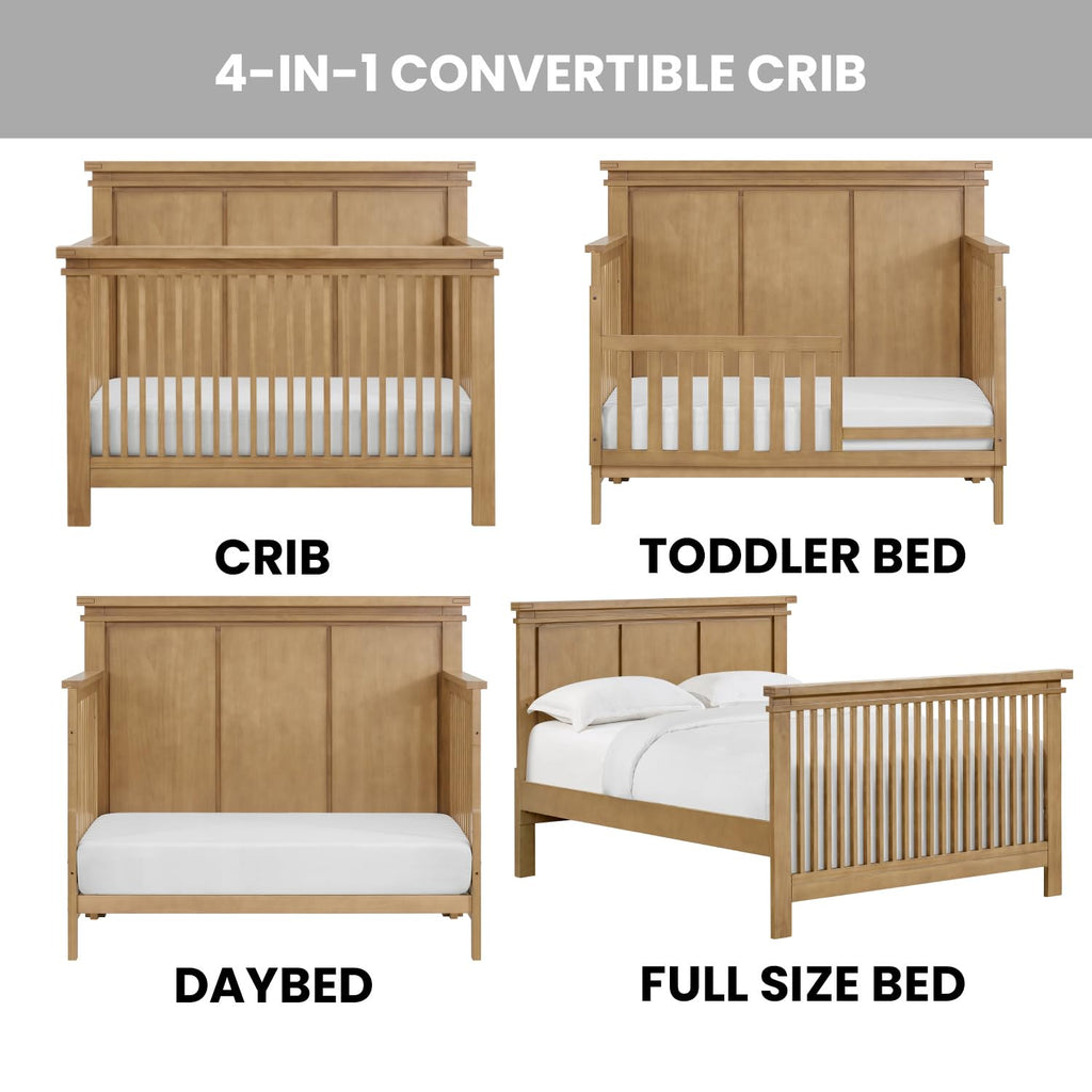 Mystic 4 in1 Crib Convertible, Honey Wood
