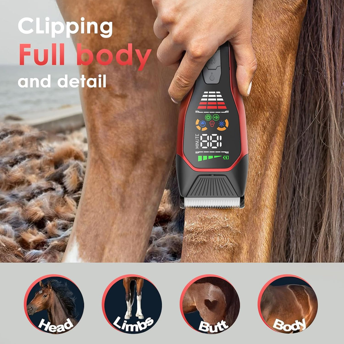 Horse Clippers Low Noise Rechargeble Horse Trimmer Kit