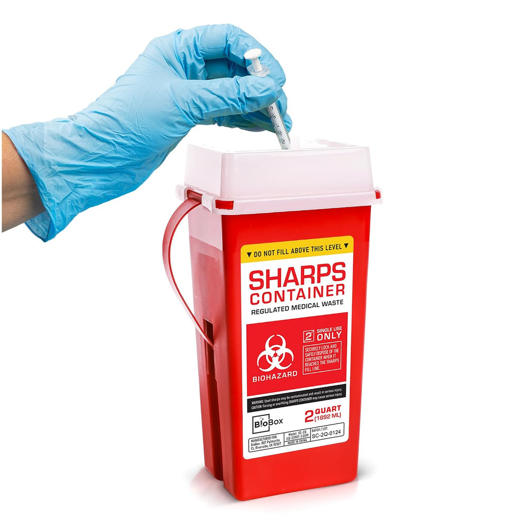 Sharps Container - Small Sharps Containers for Home Use, Travel & Disposal | 2 Quart (Pack of 1), Portable