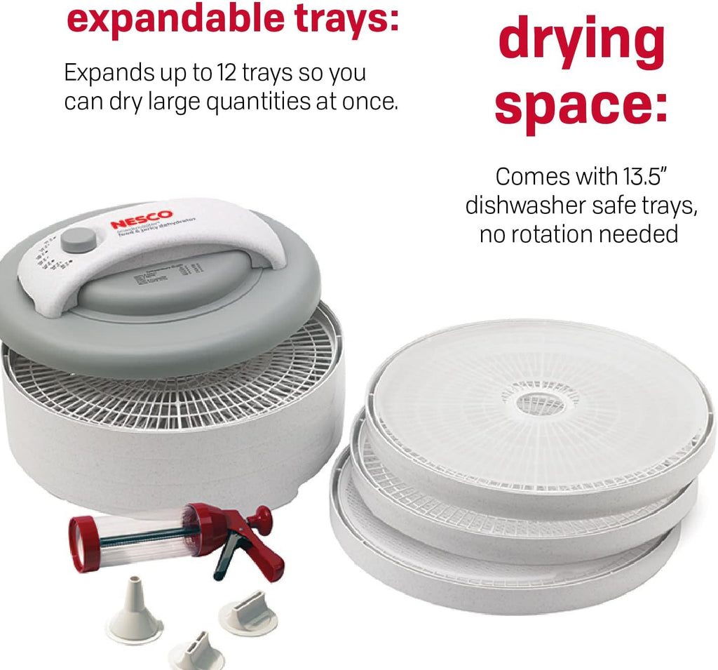 FD-61WHCK Snackmaster Encore Food Dehydrator with Jerky Gun Kit for Great Snacks and Jerky, 6 Trays, Gray, 1 Count