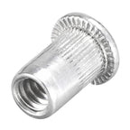 uxcell #6-32 Rivet Nuts Aluminium Alloy Knurled Flat Head Threaded Insert Nut Silver 100pcs