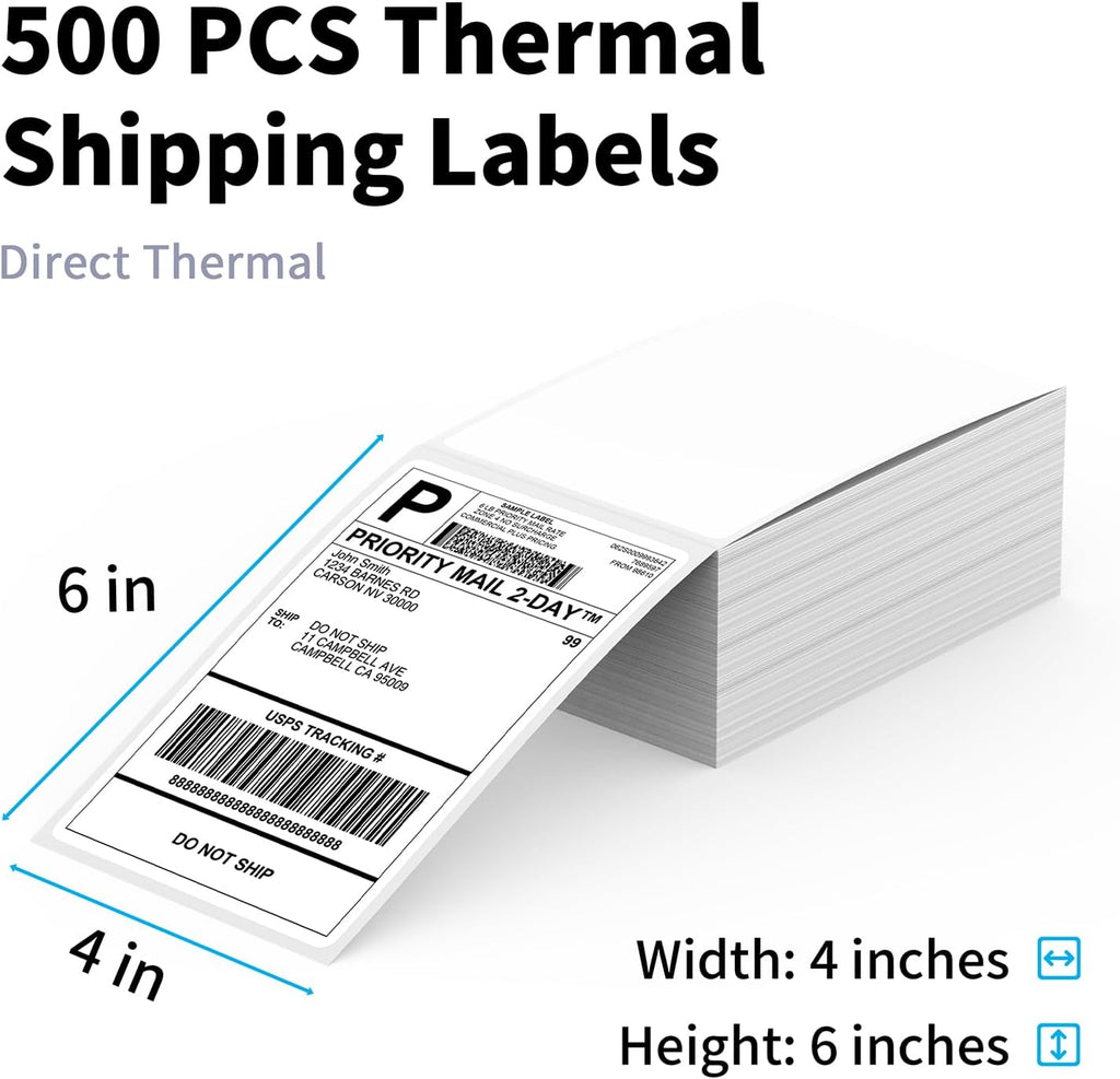 4x6 Thermal Shipping Labels - 500 Pack Fanfold, Direct Thermal Labels | Return Address Shipping Labels – Perforated