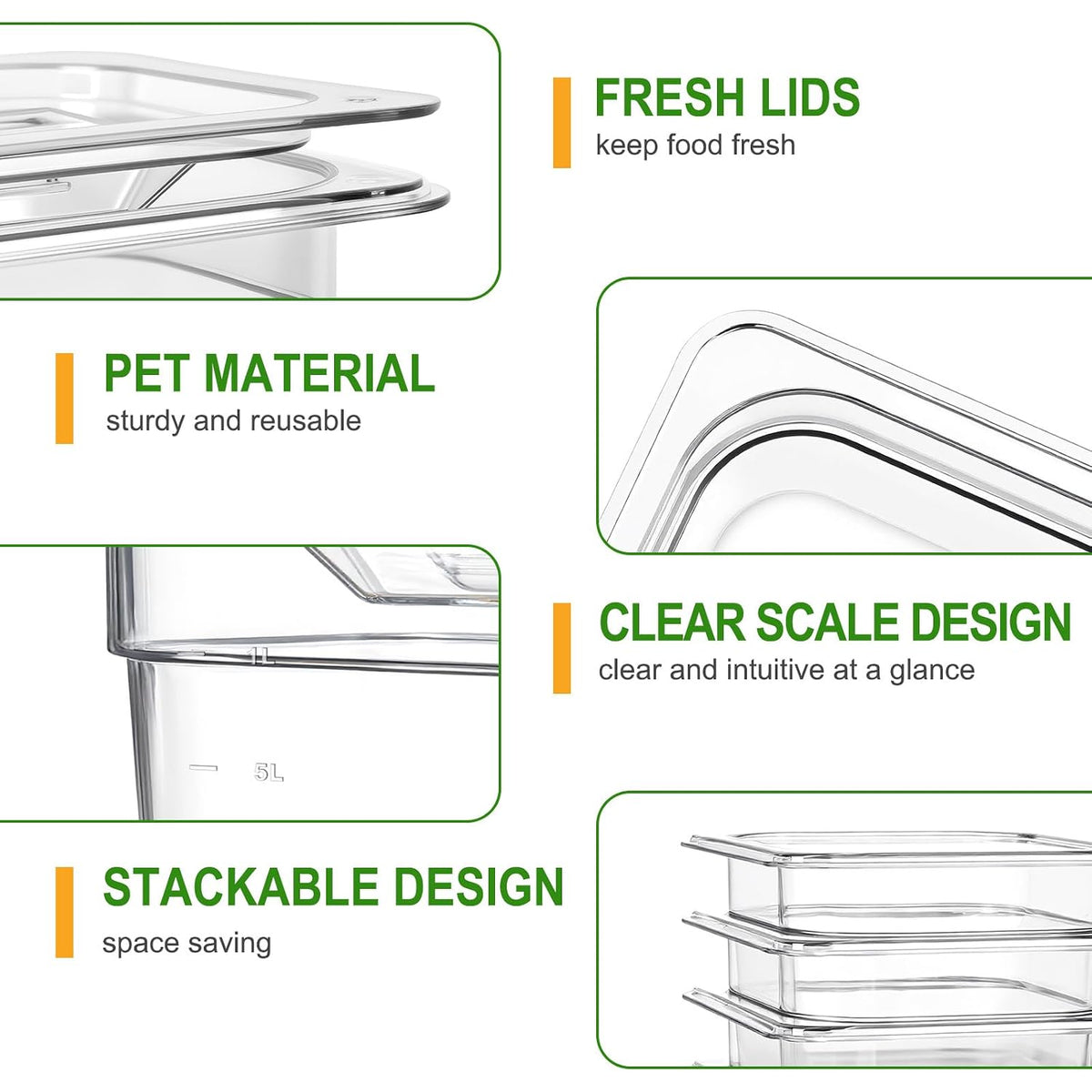 12-Pack 1/9 Size 4''Deep NSF Polycarbonate Food Pans with Lids