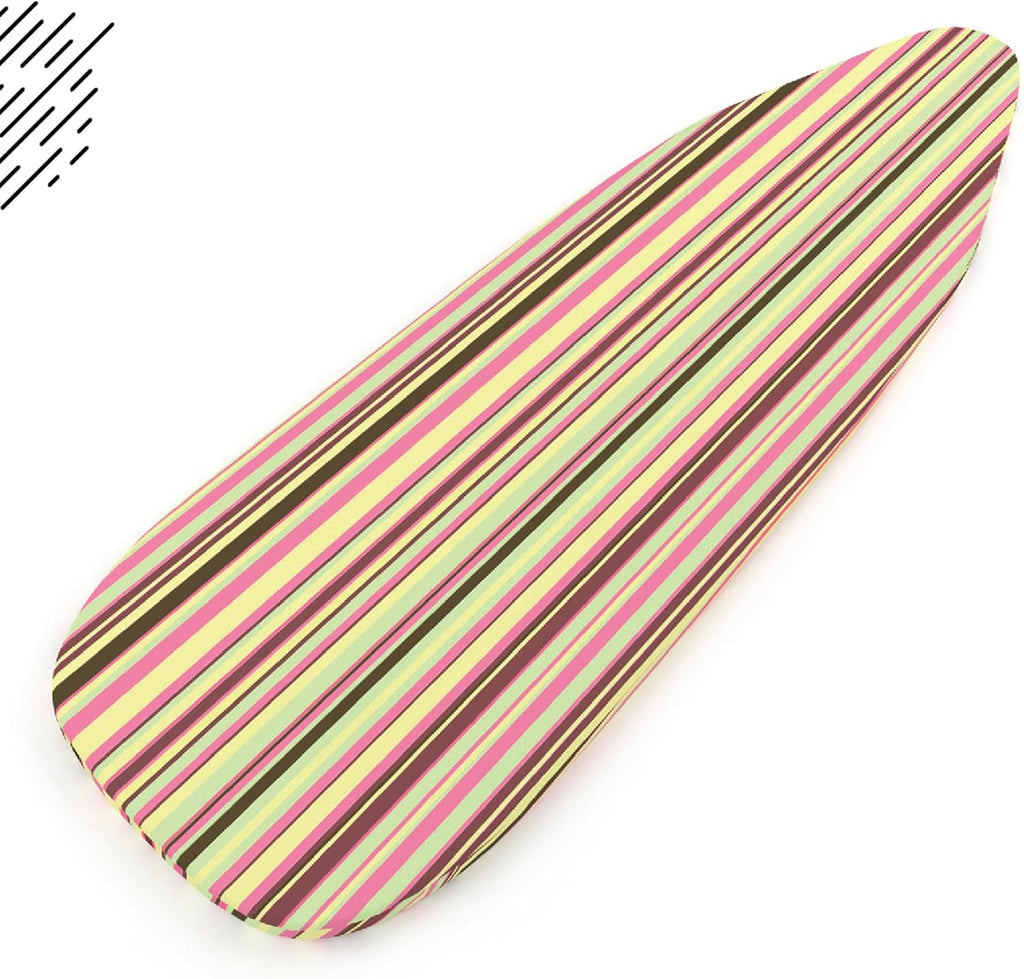 Ironing Board Cover and Pad, 4mm Felt 42"x14" | Multistripe, Heat & Scorch Resistant | Elastic Bungee Cord & Toggle