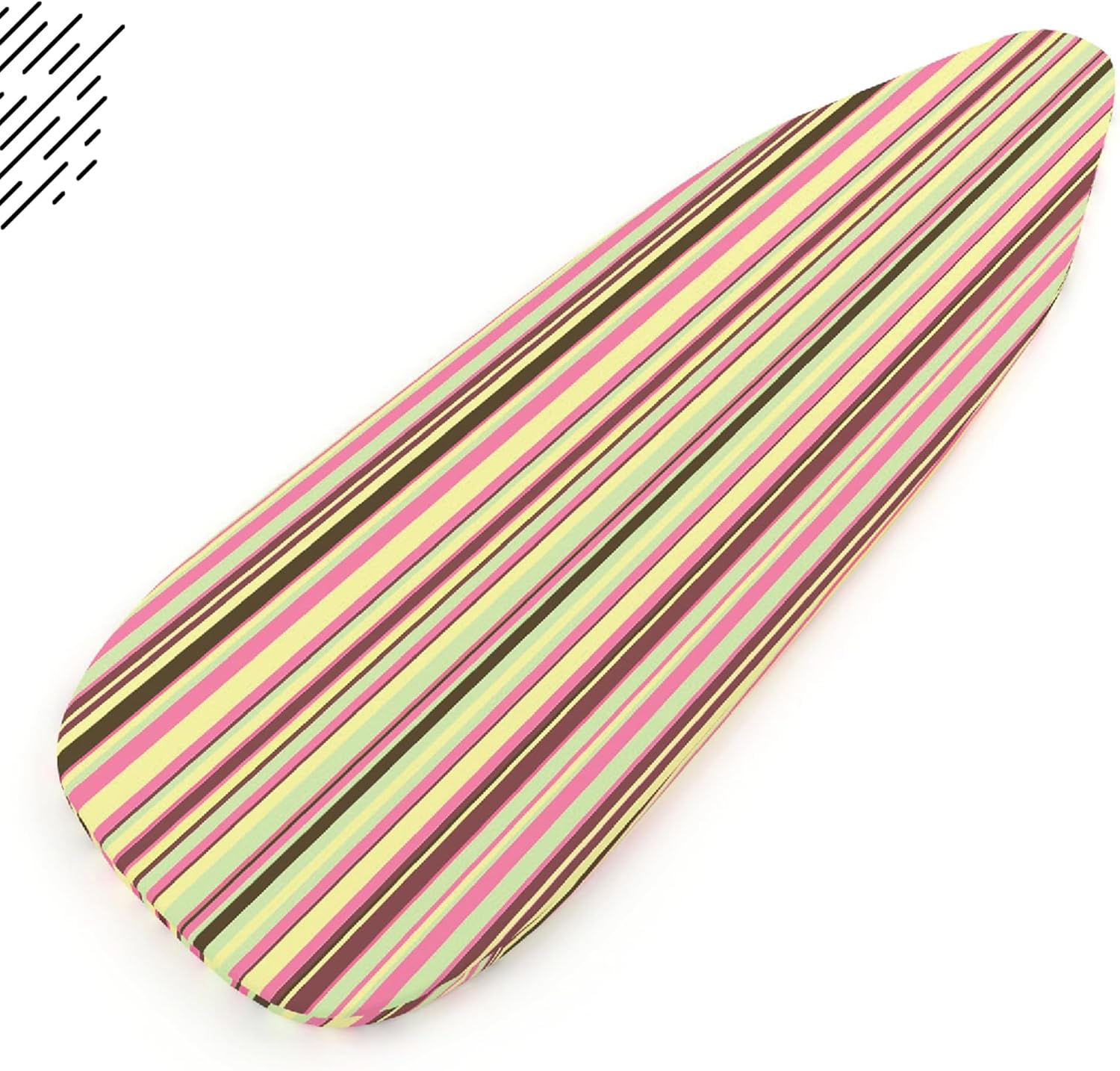Ironing Board Cover and Pad, 4mm Felt 42"x14" | Multistripe, Heat & Scorch Resistant | Elastic Bungee Cord & Toggle