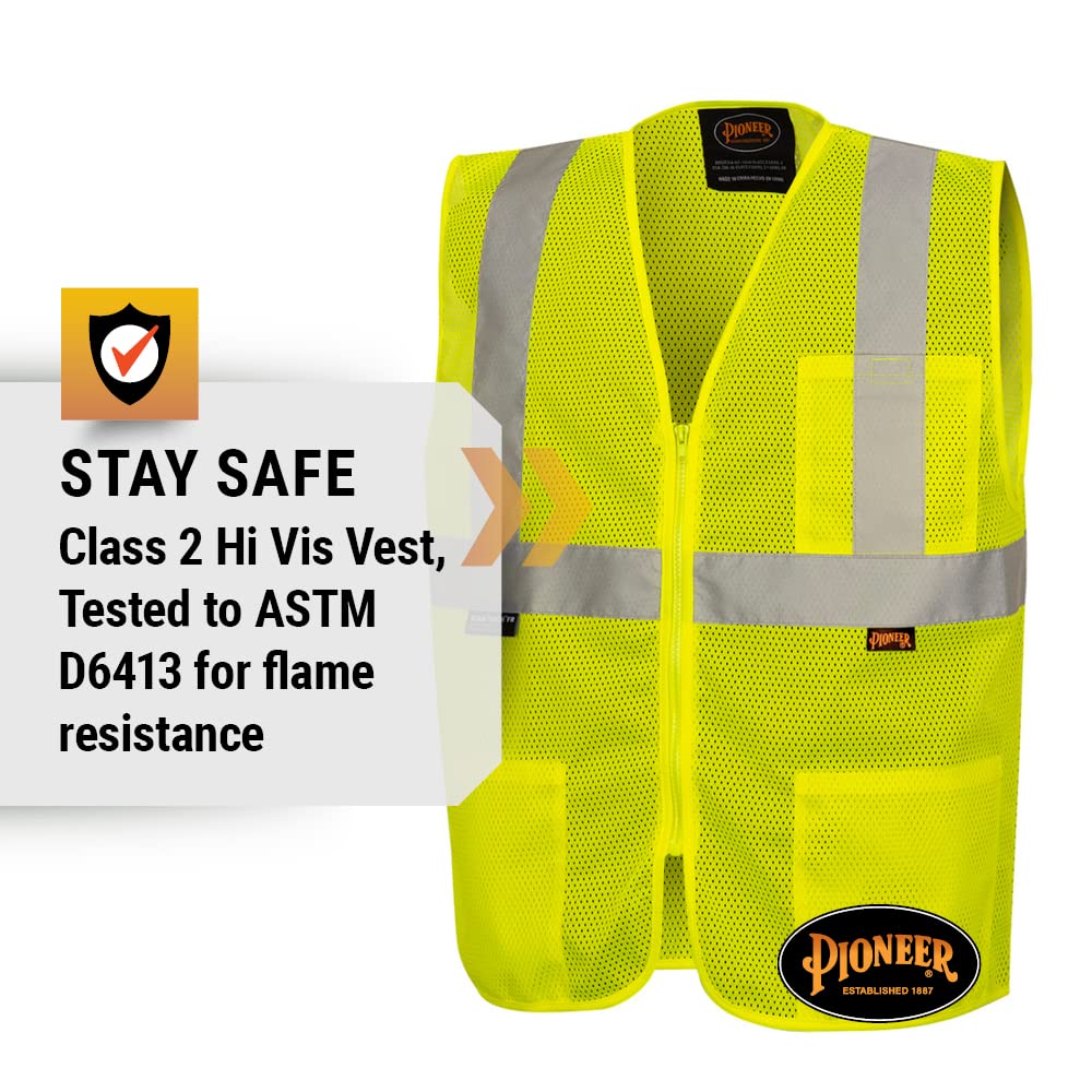 Hi Vis Self-Extinguishing FR Safety Vest for Men & Women - Flame Resistant Mesh with Reflective Tape - Class 2