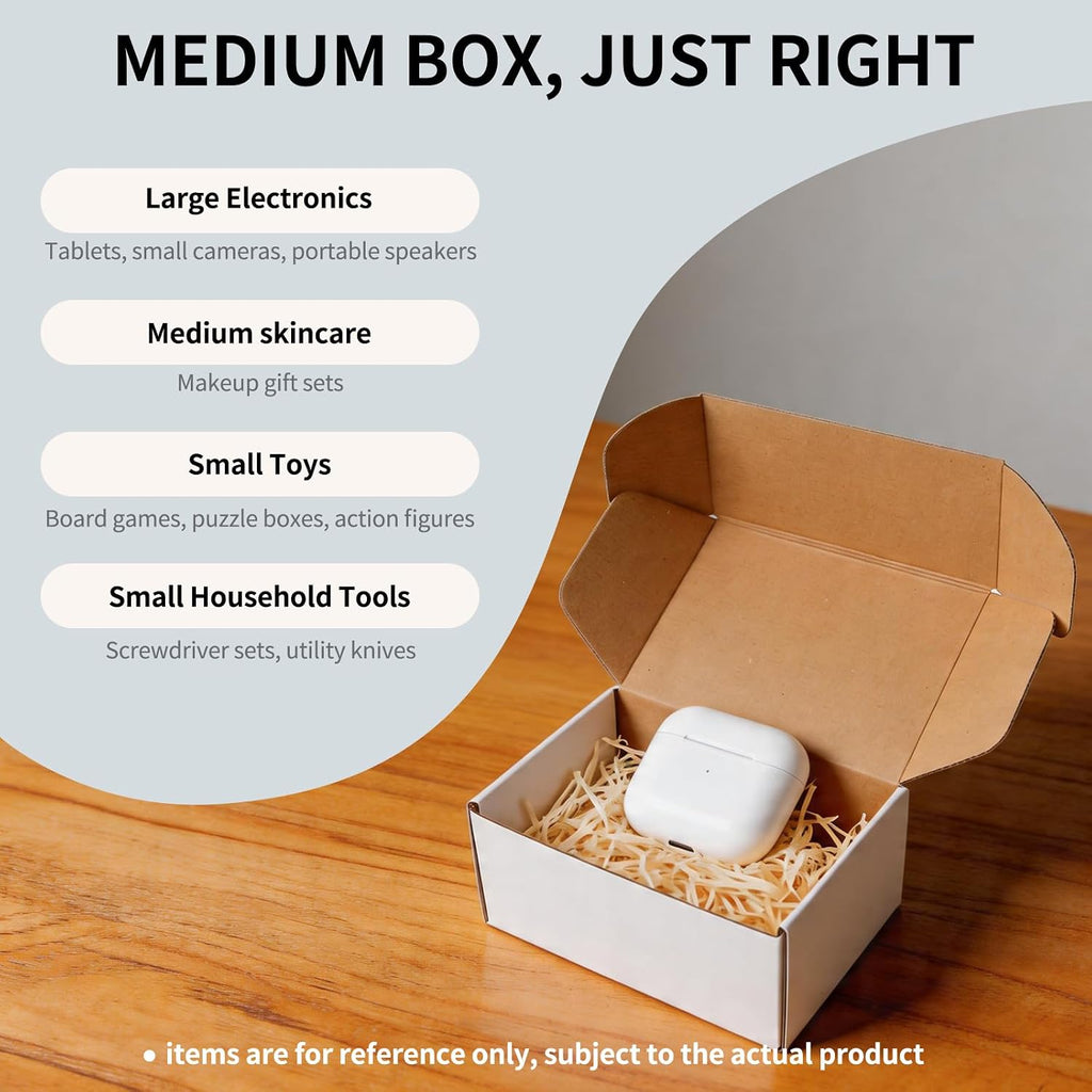 9" x 6" x 4" White Corrugated Cardboard Shipping Boxes Set of 25