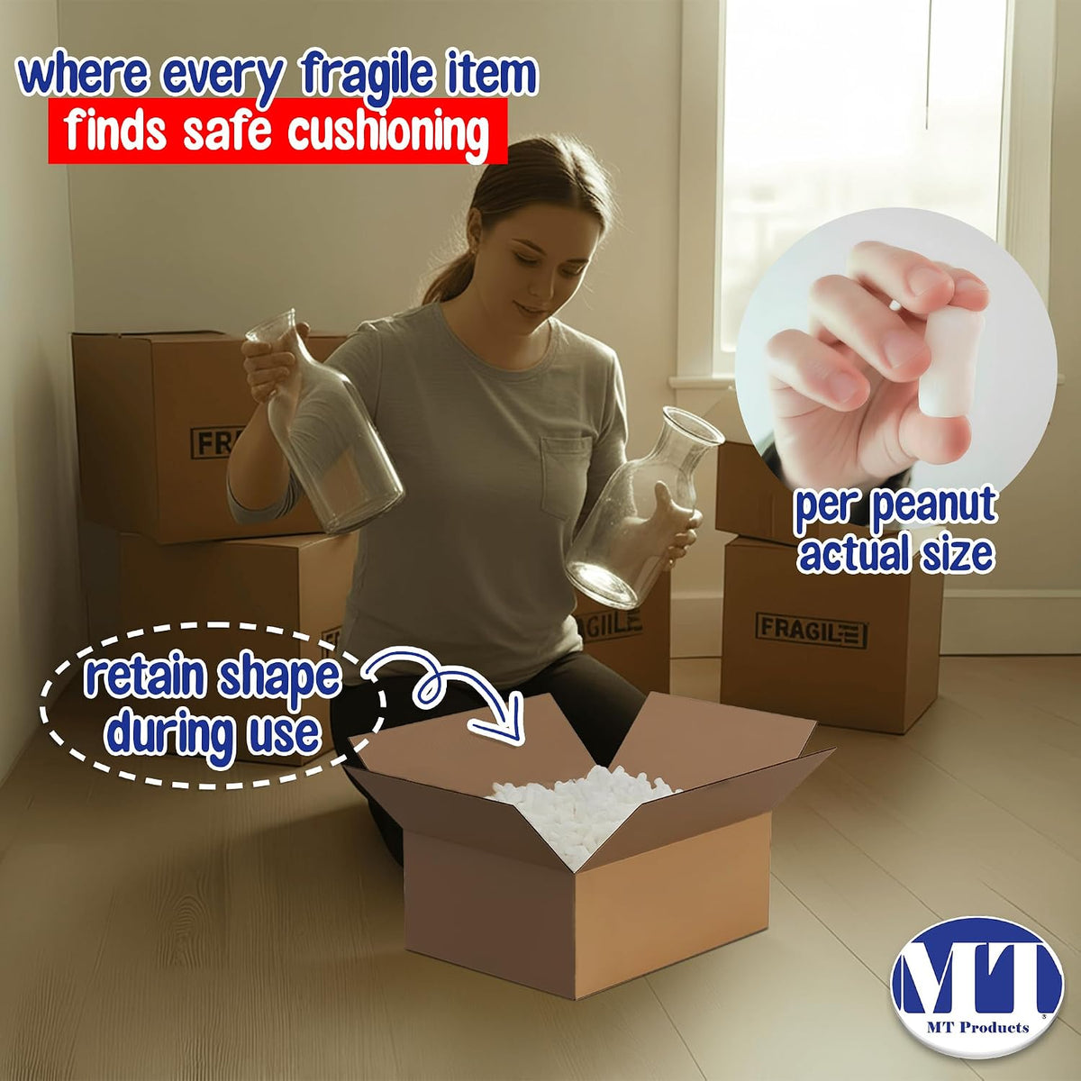 Off-White Packing Peanuts, Approximately 1 Cubic Foot