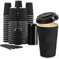 50 Pack 16 oz Coffee Cups with Lids, Disposable To Go Paper Cups