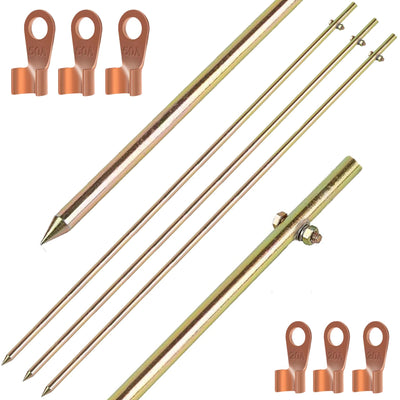 Bitiontry 3 Pcs Grounding Rod,Diameter 1/2 inch Length 4ft Electrical Grounding bar for Electric Fences Satellite Dishes Generator Grounding Earthing