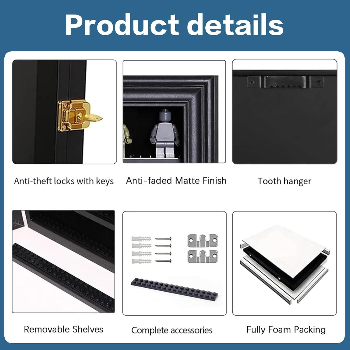 Minifigure Display Case - Building Block Toy Large Black