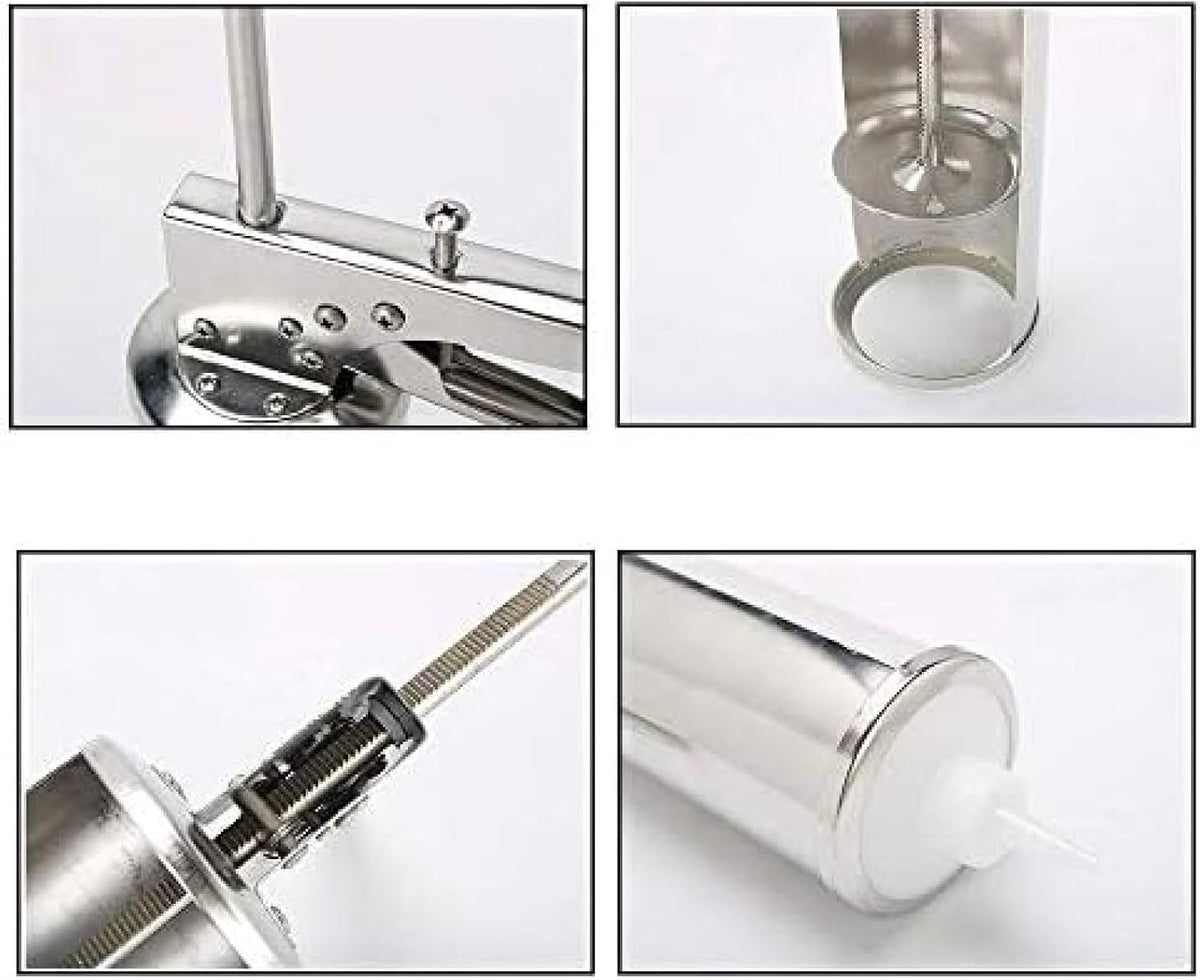 Burger Sauce Gun, Adjustable Stainless Steel Dressing Dispenser with Squeeze Bottles for Sauces