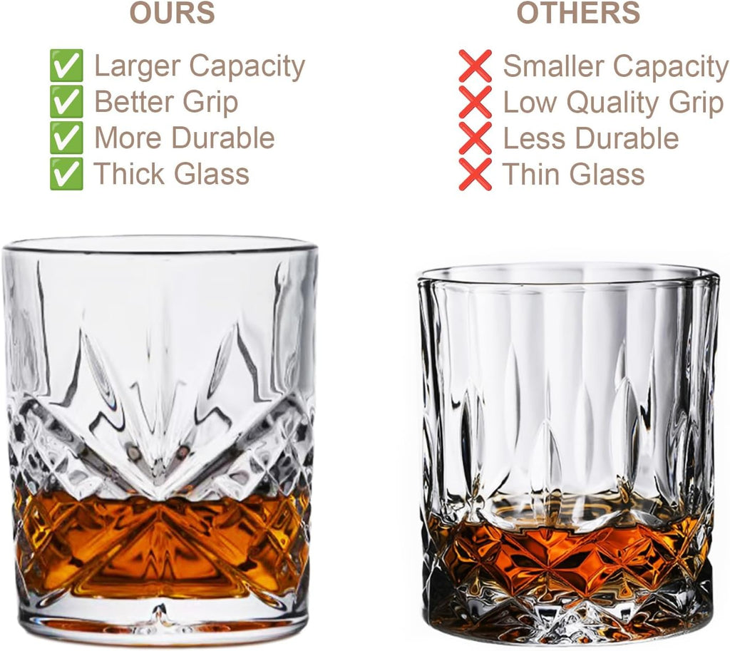 OLD BARREL Whiskey Glasses Set 4 Glasses 4 Molds 10oz Old Fashioned Gift