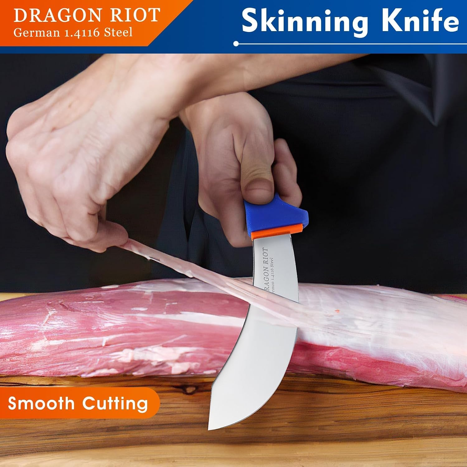 6 Inch Skinning Knife, Meat Trimming and Fillet Knife | Stainless Steel, Non-Slip Handle
