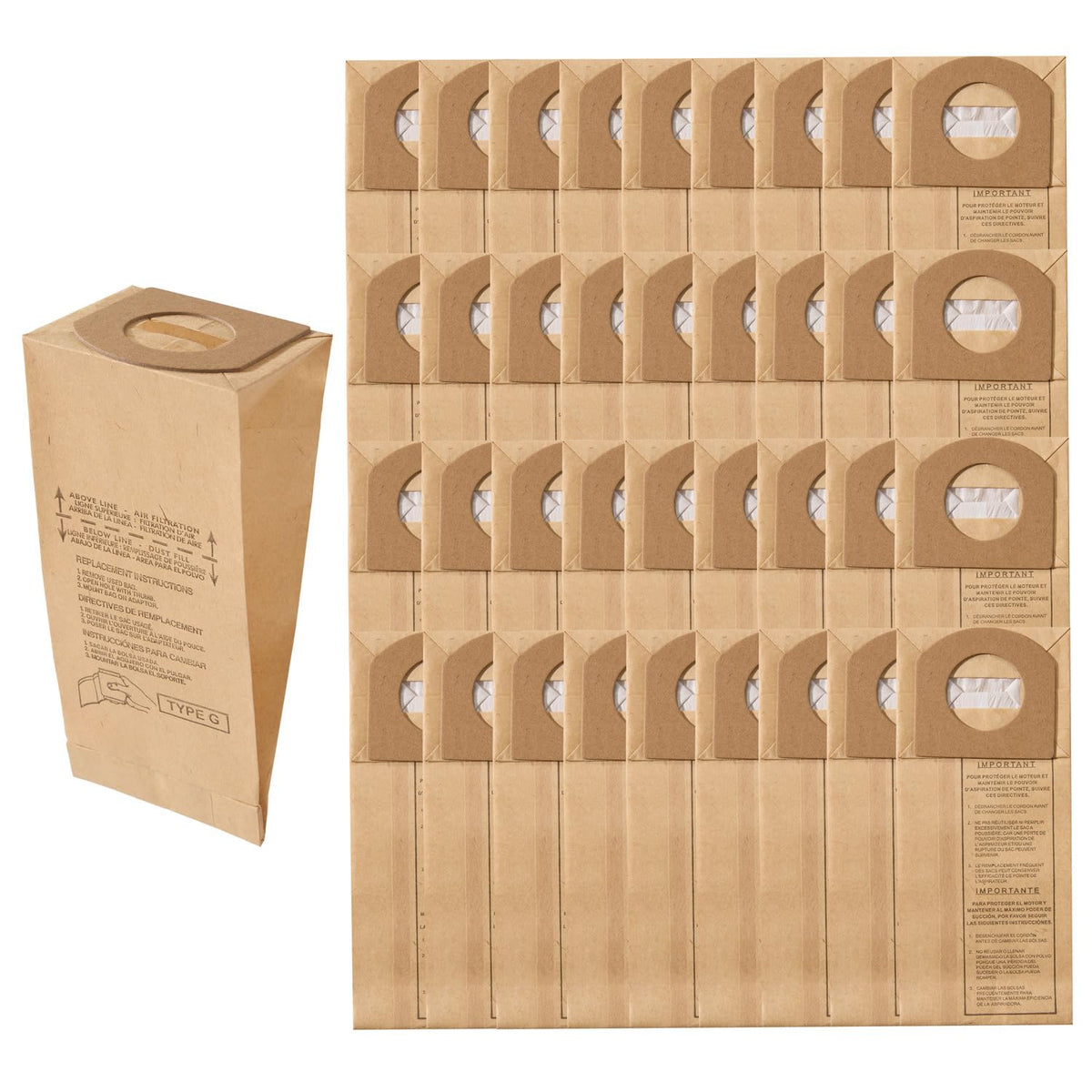 36PK CF Clean Fairy Dust Bags for Royal Dirt Devil Type G Hand Vac