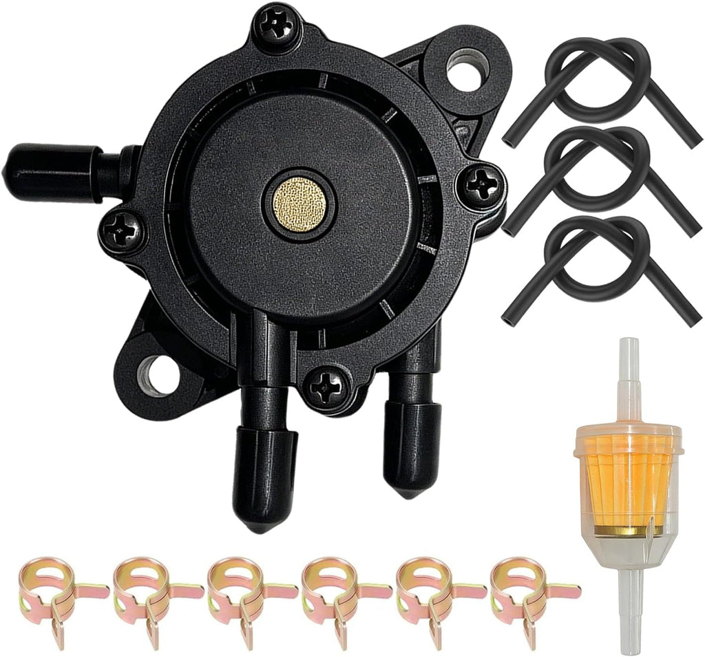 Fuel Pump with Filter and Oil Hose Compatible with Kohler Briggs & Stratton Mikuni Cub Cad-et John De-ere 808492 808656 for Lawn Mower Golf Cart Club Car Fits Kawasaki Yamaha Ezgo Honda Husqvarna Toro
