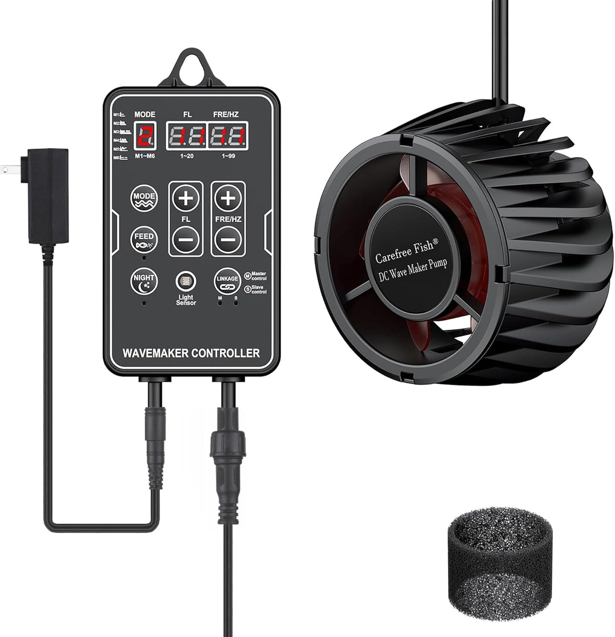 Aquarium DC24V Magnetic Wave Maker 2200Gph 10W with Digital Led Display Controller Quiet and Powerful Powerhead