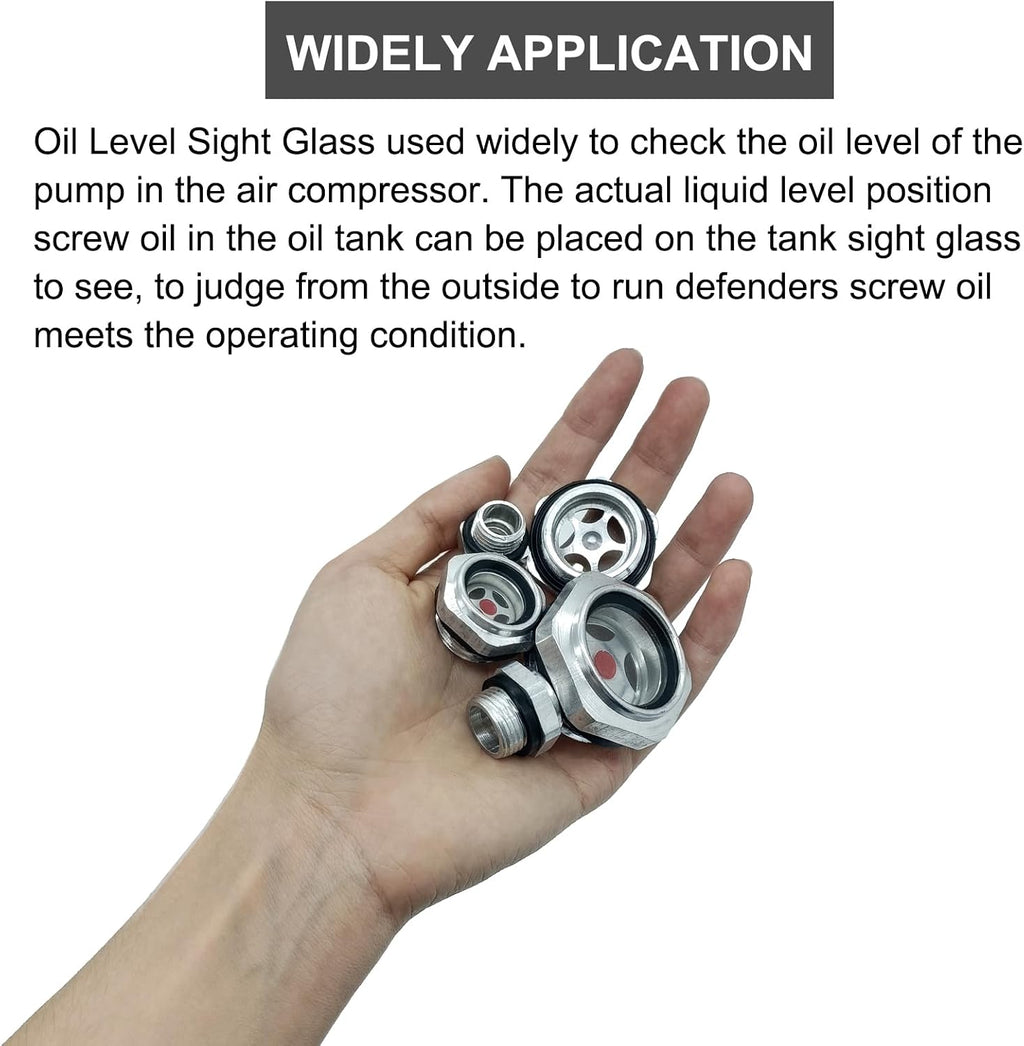 5 Pack Oil Sight Glass Stainless Steel Threaded Liquid Level Indicator