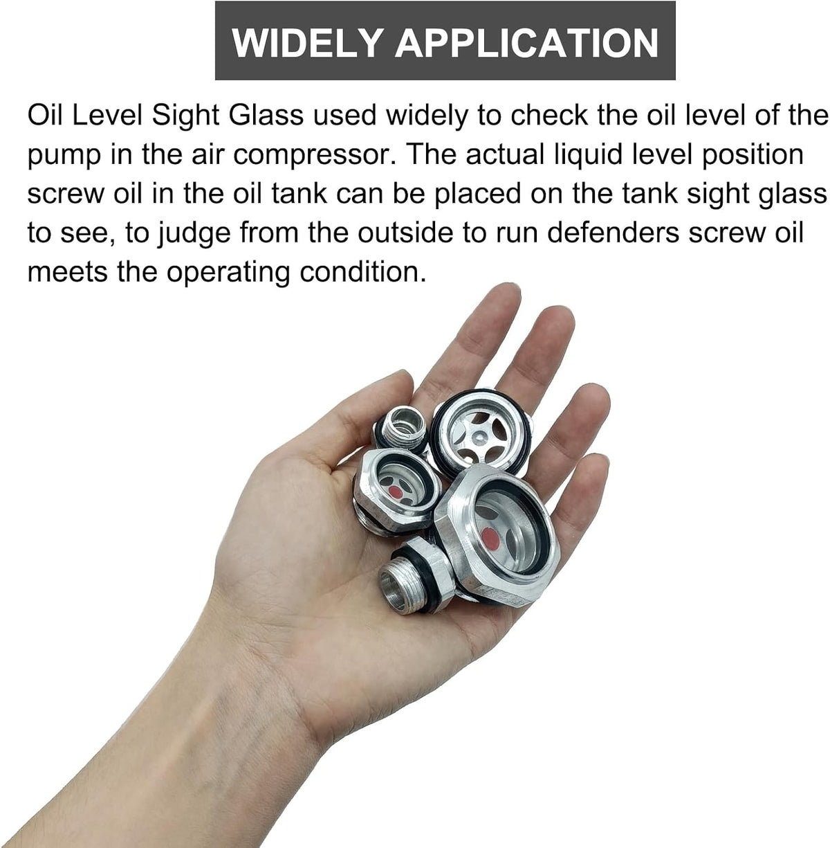 5 Pack Oil Sight Glass Stainless Steel Threaded Liquid Level Indicator